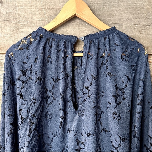 Free People Olivia Lace Top Long Sleeve Ruffle Semi-Sheer Feminine Romantic XS - Picture 10 of 14